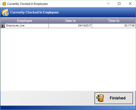 Currently Clocked in Employees